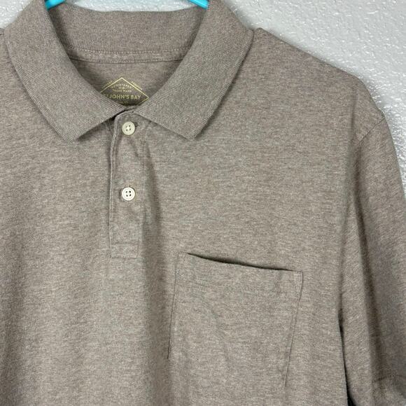 St. John’s Bay Quality Menswear Men’s Beige 100% Cotton Short Sleeve Polo Shirt - Picture 2 of 6